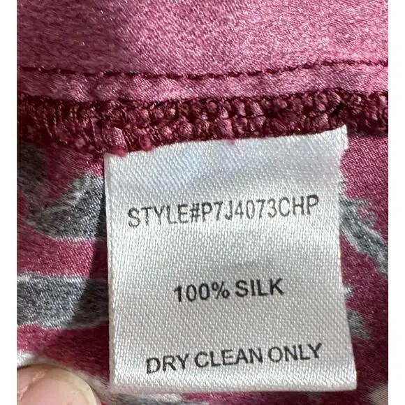 Parker Womens Hamlet Mock Neck Bouquet Floral Print 100% Silk Blouse, Sz Medium - Picture 9 of 10